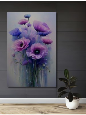 Teona Ahşap Mor Gelincik Çiçekleri Dekoratif Ahşap Mdf Ev/işyeri Duvar Tablo Dikdörtgen Ev/işyeri Duvar Tablo