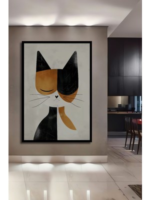 Teona Ahşap Çerçeve Görünümlü Şirin Kedi Dekoratif Ahşap Mdf Işyeri Duvar Tablo Dikdörtgen Işyeri Duvar Tablo