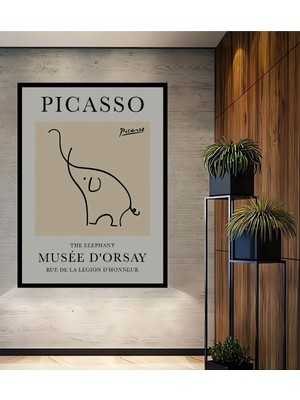 Teona Ahşap Çerçeve Görünümlü Picasso Fil Dekoratif Ahşap Mdf Ev Duvar Tablo Dikdörtgen Ev Duvar Tablo