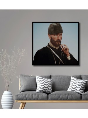 Teona Ahşap Çerçeve Görünümlü Atatürk Ahşap Mdf Dekoratif Işyeri Duvar Tablo Dikdörtgen Işyeri Duvar Tablo