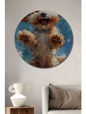 Teona Ahşap Mutlu Köpek Dekoratif Ahşap Mdf Ev/işyeri Duvar Tablo Yuvarlak Ev/işyeri Duvar Tablo