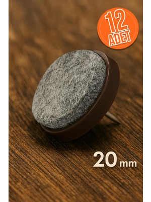 Elysian 20 mm Keçeli Poligrit Zemin Koruyucu Sandalye ve Masa Ayağı Için Sessiz Mobilya Pabucu (12 Adet)