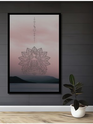 Teona Ahşap Çerçeve Görünümlü Meditatif Büyü Dekoratif Ahşap Mdf Ev Duvar Tablo Dikdörtgen Ev Duvar Tablo
