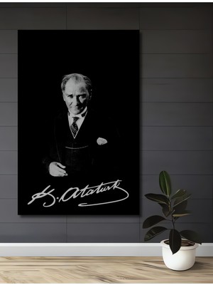 Teona Ahşap Çerçeve Görünümlü Atatürk Ahşap Mdf Dekoratif Işyeri Duvar Tablo Dikdörtgen Işyeri Duvar Tablo