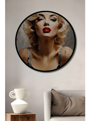 Teona Ahşap Çerçeve Görünümlü Marilyn Monroe Dekoratif Ahşap Mdf Ev Duvar Tablo Yuvarlak Ev Duvar Tablo