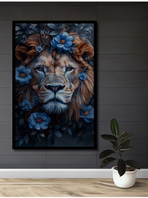 Teona Ahşap Çerçeve Görünümlü Aslan Çiçekleri Dekoratif Ahşap Mdf Ev Duvar Tablo Dikdörtgen Ev Duvar Tablo