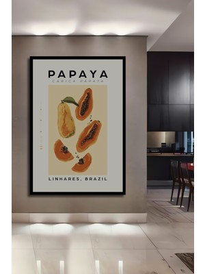 Teona Ahşap Çerçeve Görünümlü Papaya Meyvesi Dekoratif Ahşap Mdf Ev Duvar Tablo Dikdörtgen Ev Duvar Tablo