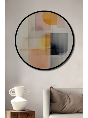 Teona Ahşap Çerçeve Görünümlü Soyut Sanat Ahşap Mdf Dekoratif Işyeri Duvar Tablo Yuvarlak Işyeri Duvar Tablo