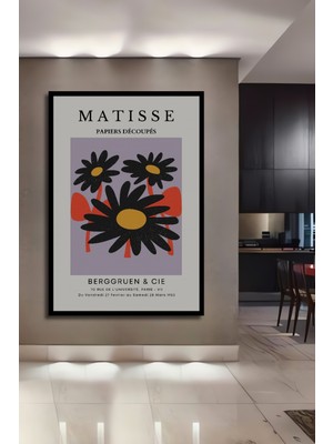 Teona Ahşap Çerçeve Görünümlü Matisse Çiçekler Dekoratif Ahşap Mdf Ev Duvar Tablo Dikdörtgen Ev Duvar Tablo