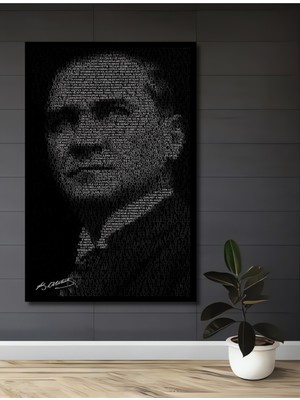 Teona Ahşap Çerçeve Görünümlü Atatürk Portresi Ahşap Mdf Dikdörtgen Dekoratif Ev,iş Yeri Duvar Tablo