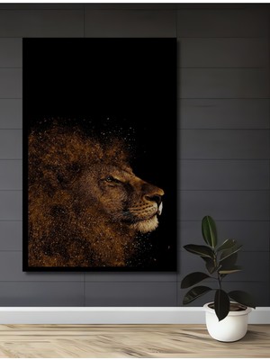 Teona Ahşap Çerçeve Görünümlü Güçlü Aslan Dekoratif Ahşap Mdf Ev Duvar Tablo Dikdörtgen Ev Duvar Tablo