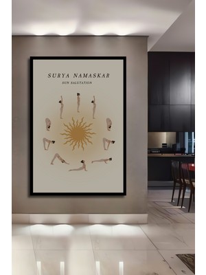 Teona Ahşap Çerçeve Görünümlü Yoga Surya Namaskar Dekoratif Ahşap Mdf Ev Duvar Tablo Dikdörtgen Ev Duvar Tablo