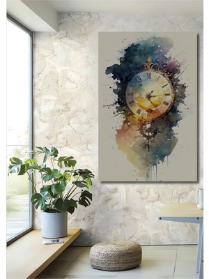 Teona Ahşap Su Renkleriyle Eski Saat Dekoratif Ahşap Mdf Ev/işyeri Duvar Tablo Dikdörtgen Ev/işyeri Duvar Tablo