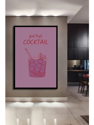 Teona Ahşap Çerçeve Görünümlü Önce Kokteyl Ahşap Mdf Dekoratif Ev Duvar Tablo Dikdörtgen Ev Duvar Tablo