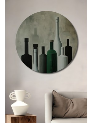 Teona Ahşap Şişe ve Kase Ahşap Mdf Dekoratif Ev/işyeri Duvar Tablo Yuvarlak Ev/işyeri Duvar Tablo