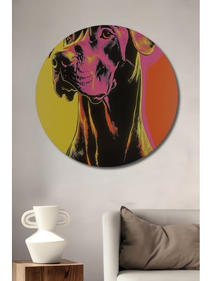 Teona Ahşap Pop Art Köpek Ahşap Mdf Dekoratif Ev/işyeri Duvar Tablo Yuvarlak Ev/işyeri Duvar Tablo