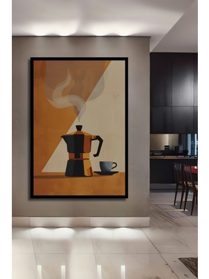 Teona Ahşap Çerçeve Görünümlü Kahve Keyfi Dekoratif Ahşap Mdf Ev Duvar Tablo Dikdörtgen Ev Duvar Tablo