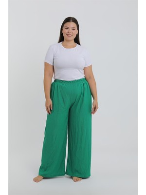 Moda Serdem Modaserdem  Kadın Büyük Beden Yeşil Rahat Kesim Baggy Tek Alt