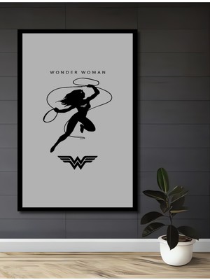 Teona Ahşap Çerçeve Görünümlü Wonder Woman Dekoratif Ahşap Mdf Ev Duvar Tablo Dikdörtgen Ev Duvar Tablo