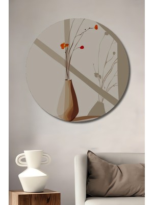 Teona Ahşap Minimalist Dekoratif Ahşap Mdf Vazo Ev/işyeri Duvar Tablosu Yuvarlak Ev/işyeri Duvar Tablo