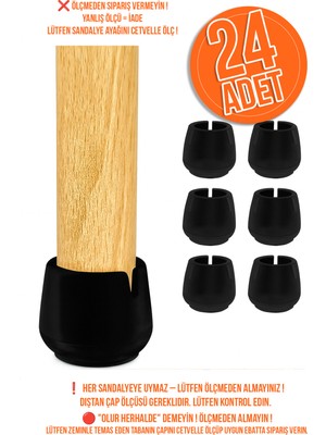 Senal Ticaret 24 Ad 25 mm Siyah Silikon Masa Sandalye Pabuç Kaydırmaz Koltuk Zemin Koruyucu Çizdirmez Ayak Kılıfı