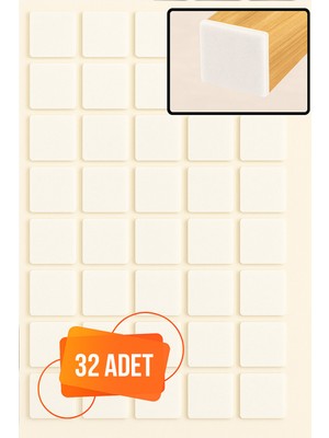 Tek Yapışkanlı Mobilya Masa Sandalye Parke Zemin Ayak Koruyucu Kaydırmaz Keçesi 25 mm (32 Adet)