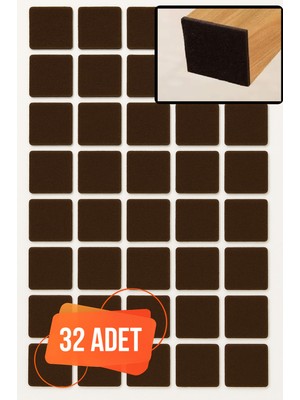 Tek Yapışkanlı Mobilya Masa Sandalye Parke Zemin Ayak Koruyucu Kaydırmaz Keçesi 25 mm (32 Adet)