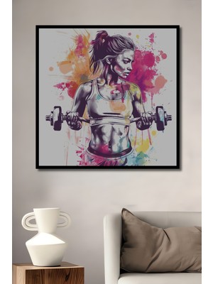 Teona Ahşap Çerçeve Görünümlü Fitness Tutkusu Dekoratif Ahşap Mdf Ev Duvar Tablo Dikdörtgen Ev Duvar Tablo