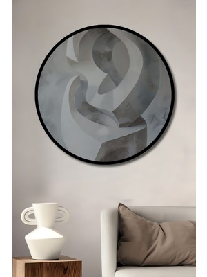 Teona Ahşap Çerçeve Görünümlü Soyut Heykel Dekoratif Ahşap Mdf Işyeri Duvar Tablo Yuvarlak Işyeri Duvar Tablo