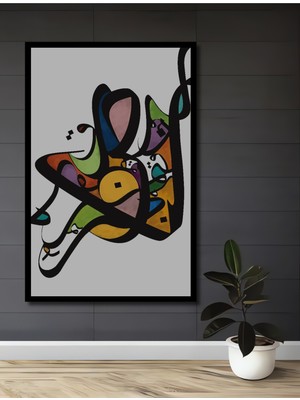 Teona Ahşap Çerçeve Görünümlü Soyut Sanat Renkli Dekoratif Ahşap Mdf Ev Duvar Tablo Dikdörtgen Ev Duvar Tablo