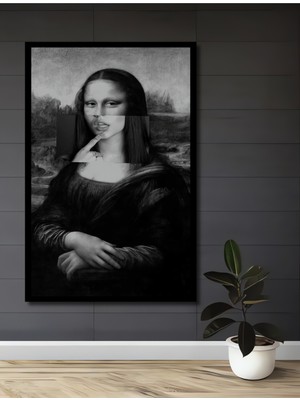Teona Ahşap Çerçeve Görünümlü Mona Lisa Dekoratif Ahşap Mdf Işyeri Duvar Tablo Dikdörtgen Işyeri Duvar Tablo