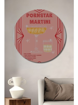 Teona Ahşap Dekoratif Ahşap Mdf Tablo Martini Kokteyl Tarifi Retro Sanat Yuvarlak Tablo