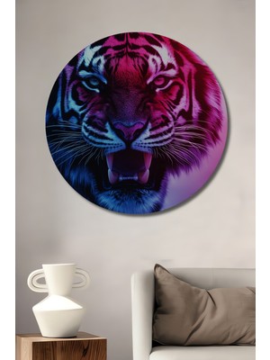 Teona Ahşap Neon Kaplan Dekoratif Ahşap Mdf Ev/işyeri Duvar Tablo Yuvarlak Ev/işyeri Duvar Tablo