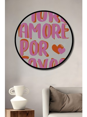 Teona Ahşap Çerçeve Görünümlü Aşk Dolu Dekoratif Ahşap Mdf Ev/işyeri Duvar Tablo Yuvarlak Ev/işyeri Duvar Tablo