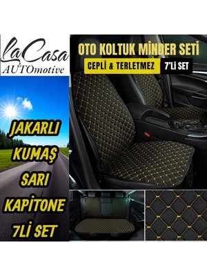 Lacasa Automotive Terletmez,ergonomik,ortopedik,cepli Kaymaz Jakar Oto Kılıf-Minder (7parça Set)