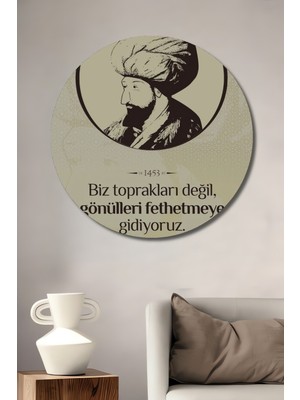 Teona Ahşap Fatih Sultan Mehmet Ahşap Mdf Dekoratif Ev/işyeri Duvar Tablo Yuvarlak Ev/işyeri Duvar Tablo