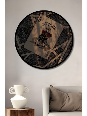 Teona Ahşap Çerçeve Görünümlü Joker Kartı Ahşap Mdf Dekoratif Işyeri Duvar Tablo Yuvarlak Işyeri Duvar Tablo
