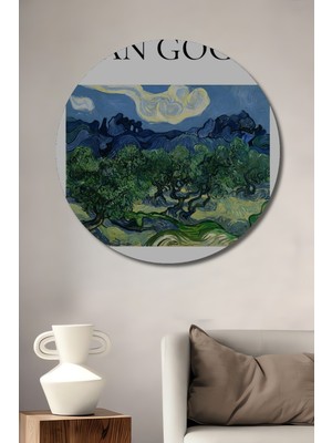 Teona Ahşap Van Gogh Zeytin Ağaçları Dekoratif Ahşap Mdf Ev/işyeri Duvar Tablo Yuvarlak Ev/işyeri Duvar Tablo