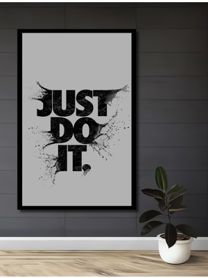 Teona Ahşap Çerçeve Görünümlü Just Do It Ahşap Mdf Dekoratif Işyeri Duvar Tablo Dikdörtgen Işyeri Duvar Tablo