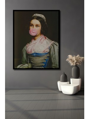 Teona Ahşap Çerçeve Görünümlü Klasik Rönesans Tarzı Sakız Çiğneyen Dekoratif Ahşap Mdf Tablo Dikdörtgen Tablo