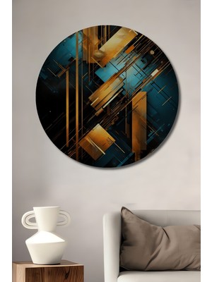 Teona Ahşap Modern Soyut Altın Geometri Dekoratif Ahşap Mdf Işyeri Duvar Tablo Yuvarlak Işyeri Duvar Tablo
