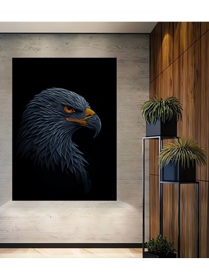 Teona Ahşap Çerçeve Görünümlü Kartal Asil Bakış Dekoratif Ahşap Mdf Ev Duvar Tablo Dikdörtgen Ev Duvar Tablo