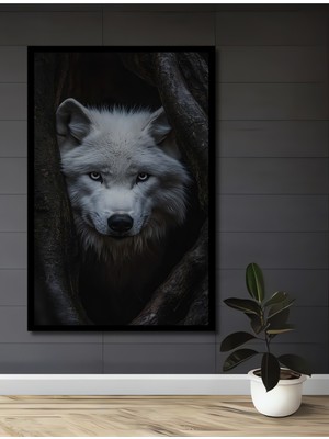 Teona Ahşap Çerçeve Görünümlü Beyaz Kurt Ahşap Mdf Dekoratif Işyeri Duvar Tablo Dikdörtgen Işyeri Duvar Tablo