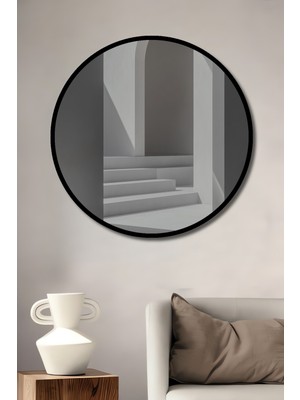 Teona Ahşap Çerçeve Görünümlü Soyut Merdiven Ahşap Mdf Dekoratif Ev Duvar Tablo Yuvarlak Ev Duvar Tablo