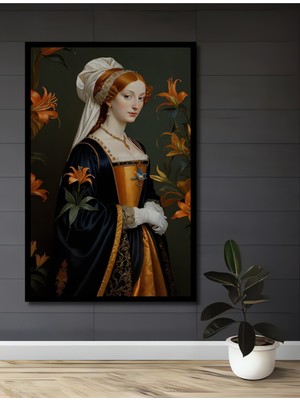 Teona Ahşap Çerçeve Görünümlü Rönesans Zarafeti Dekoratif Ahşap Mdf Ev Duvar Tablo Dikdörtgen Ev Duvar Tablo