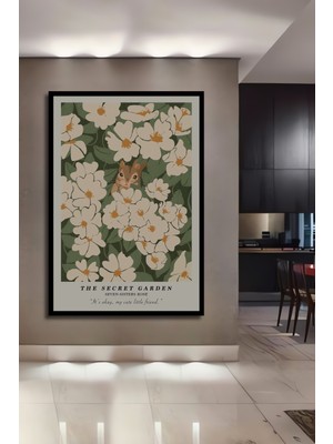 Teona Ahşap Çerçeve Görünümlü Gizli Bahçe Çiçekler Arasında Sincap Dekoratif Ahşap Mdf Tablo Dikdörtgen Tablo