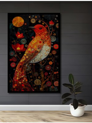 Teona Ahşap Çerçeve Görünümlü Renklerin Dansı Kuş Figürlü Ahşap Mdf Dekoratif Tablo Dikdörtgen Tablo