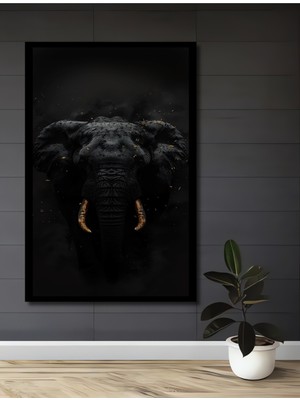 Teona Ahşap Çerçeve Görünümlü Güçlü Fil Dekoratif Ahşap Mdf Işyeri Duvar Tablo Dikdörtgen Işyeri Duvar Tablo