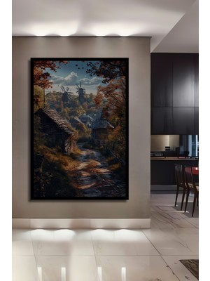 Teona Ahşap Çerçeve Görünümlü Büyüleyici Bahar Manzarası Dekoratif Ahşap Mdf Tablo Dikdörtgen Tablo