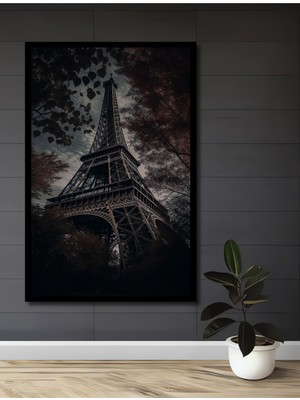 Teona Ahşap Çerçeve Görünümlü Eyfel Kulesi Dekoratif Ahşap Mdf Ev Duvar Tablo Dikdörtgen Ev Duvar Tablo
